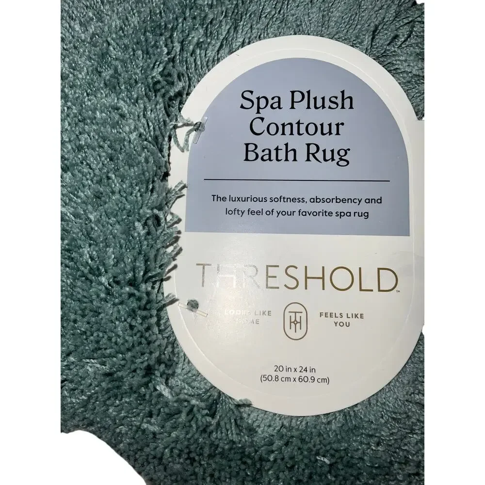 Sage Green Threshold Spa Plush Contour Bath Rug NWT